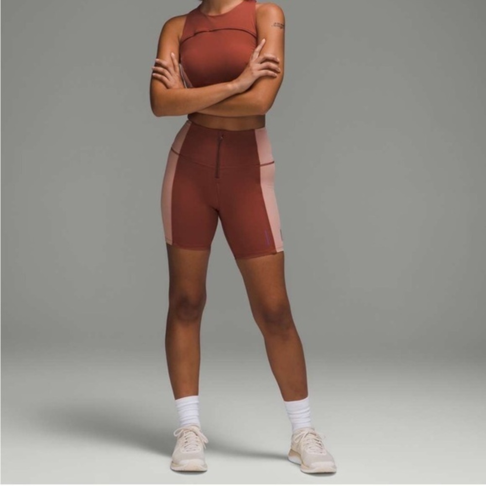 Lululemon Hike To Swim Biker Shorts Beige & Brown Size 4